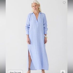 Bungalow maxi popover dress in linen in French blue NWT